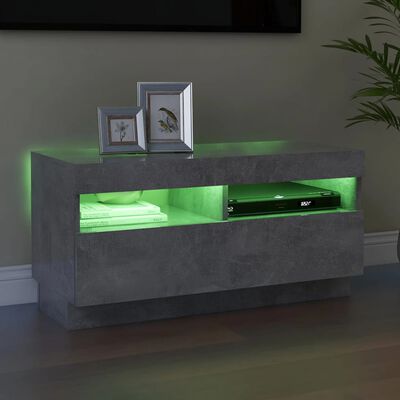 vidaXL Szafka pod TV z oświetleniem LED, szarość betonu, 80x35x40 cm