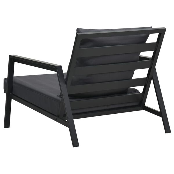 vidaXL Fotel ogrodowy z poduszkami, ciemnoszary, aluminium