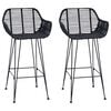 vidaXL Krzesło barowe 2 szt. Czarny 55 x 52 x 92 cm Rattan i żelazo