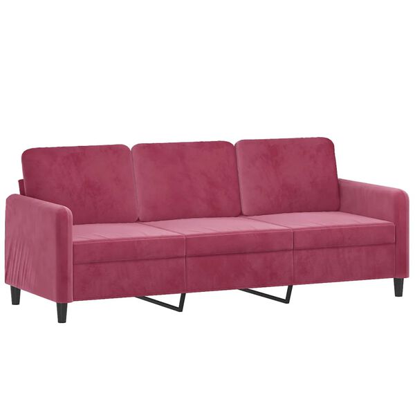 vidaXL 2-osobowa sofa z poduszkami, winna czerwień, 120 cm, aksamit