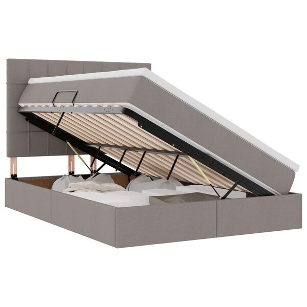 vidaXL Ł&oacute;żko z miejscem na przechowywanie i LED Ciemnoszary Poliester