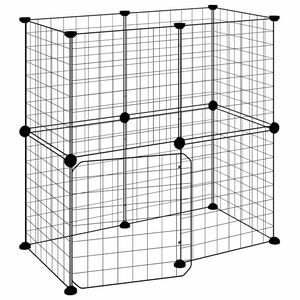 vidaXL Klatka dla zwierząt z bramką, 12 paneli, czarna, 70x35x70 cm, stal