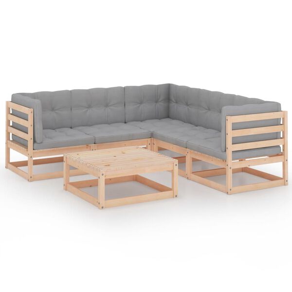 vidaXL 6-cz. zestaw wypoczynkowy do ogrodu, z poduszkami, lita sosna