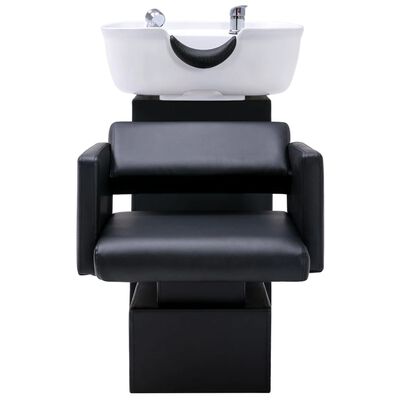 vidaXL Myjnia fryzjerska, fotel z umywalką, czarno-biała, 129x59x82 cm