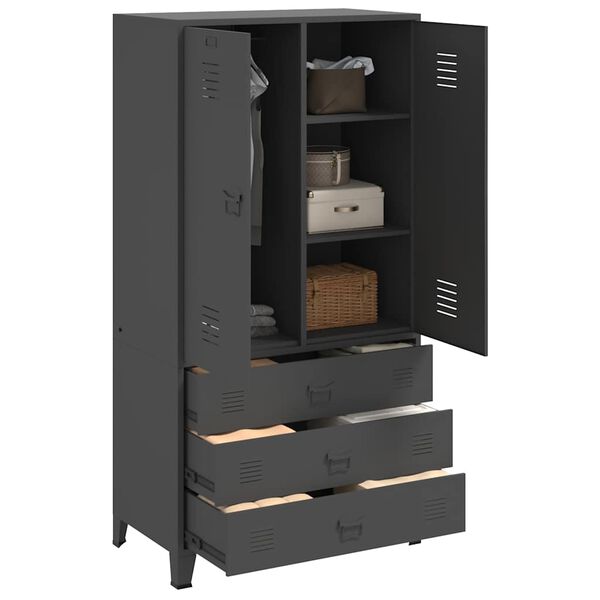 vidaXL Szafa industrialna, antracytowa, 90x50x180 cm, metal