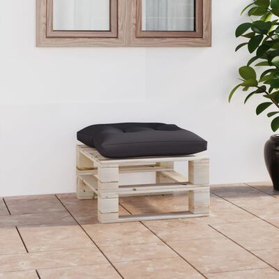 vidaXL Ogrodowy stołek z palet z antracytową poduszką, drewno sosnowe