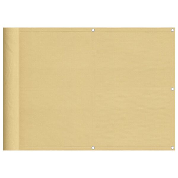 vidaXL Parawan balkonowy, piaskowy, 75x800 cm, 100% poliester Oxford