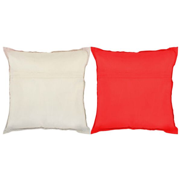 vidaXL Poduszki patchworkowe, 2 szt., 45 x 45 cm, czerwona i beżowa