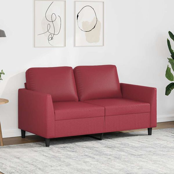 vidaXL 2-osobowa sofa, winna czerwień, 120 cm, sztuczna sk&oacute;ra