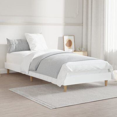 vidaXL Rama łóżka, biała, 75x190 cm, materiał drewnopochodny