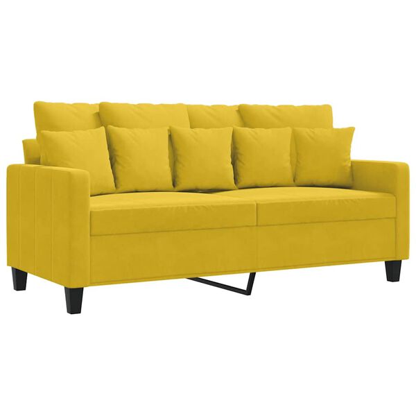 vidaXL Sofa 2-osobowa, ż&oacute;łta, 140 cm, tapicerowana aksamitem