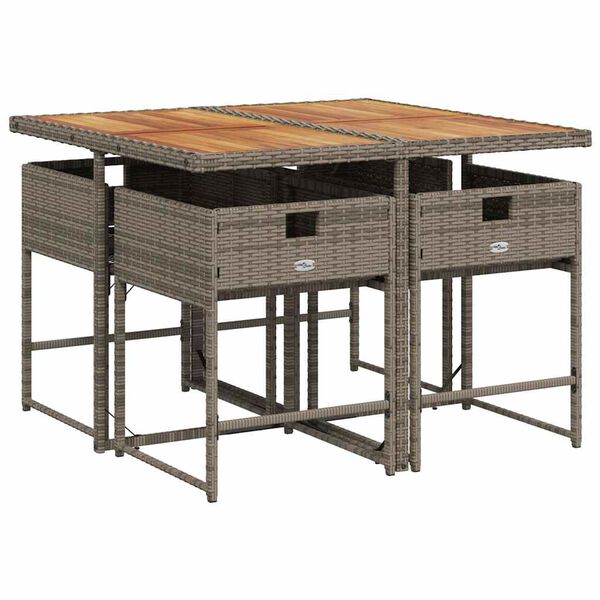 vidaXL 5-cz. zestaw mebli ogrodowych z poduszkami, szary, rattan PE