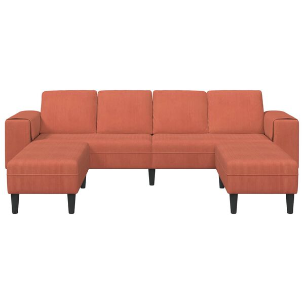 vidaXL Sofa Czerwono-pomarańczowy 250 x 188 x 76 cm Tkanina sztruksowa