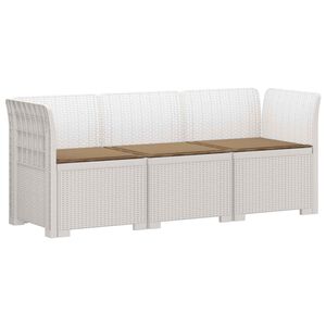 vidaXL Sofa ogrodowa 3-osobowa z poduszkami w rattanowym wyglądzie PP