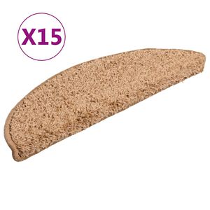 vidaXL Maty na schody 15 szt. 56x17x3 cm Beżowe p&oacute;łokrągłe