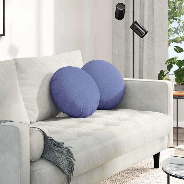 vidaXL Poduszki na siedziska 2 pcs Niebieski dżins &Oslash;40 x 13 cm tkanina