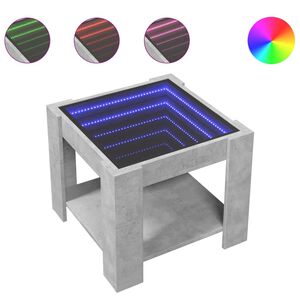 vidaXL Stolik kawowy z LED, szarość betonu, 53x53x45 cm