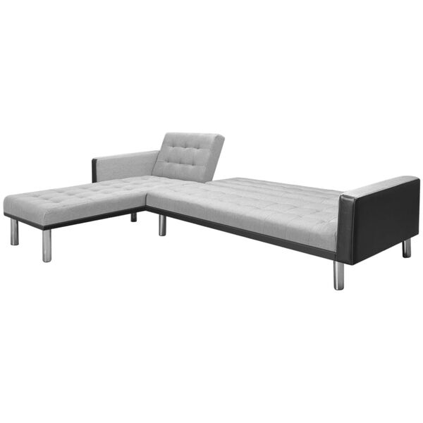 vidaXL Sofa narożna z tkaniny, 218x155x69 cm szaro-czarna