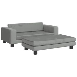 vidaXL Sofa dziecięca z podn&oacute;żkiem, jasnoszara, 100x50x30 cm, aksamit
