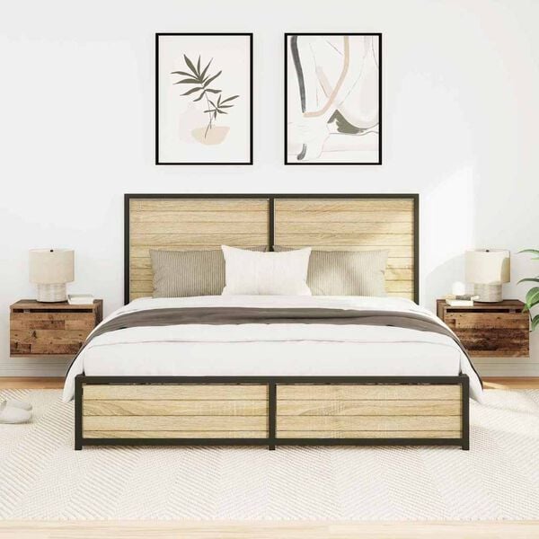 vidaXL Ścienny stolik nocny 2 pcs Stare drewno Materiał drewnopochodny