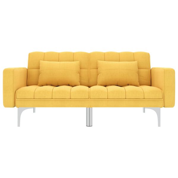 vidaXL Sofa rozkładana, żółta, tapicerowana tkaniną
