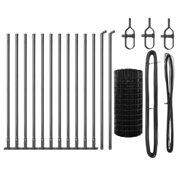 vidaXL Ogrodzenie z słupkiem Szary 0,6 x 25 m Stal i PVC