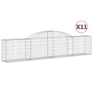 vidaXL Kosze gabionowe, 11 szt., 300x30x60/80 cm, galwanizowane żelazo