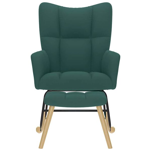 vidaXL Fotel bujany z podn&oacute;żkiem, ciemnozielony, tkanina