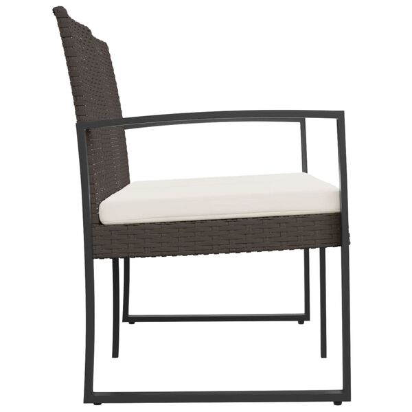 vidaXL 2-osobowa ławka ogrodowa z poduszkami, brązowa, rattan PP