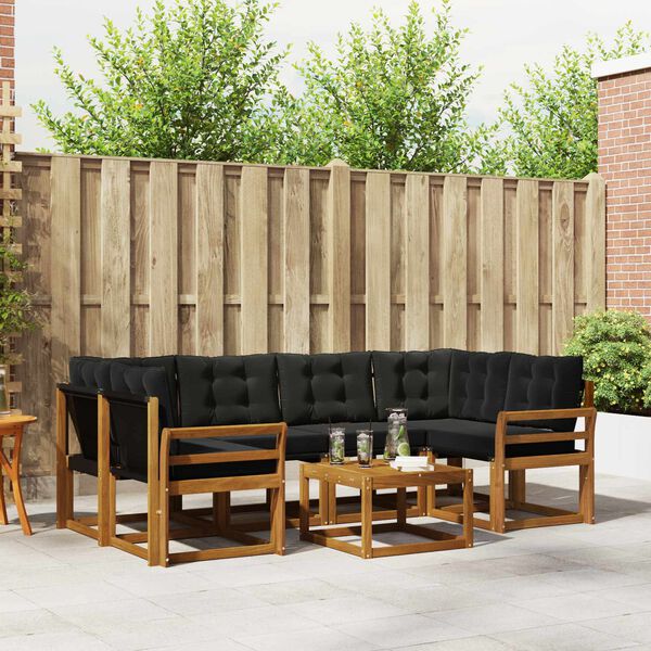 vidaXL Zestaw sof na zewnątrz z poduszką 7 pcs Naturalny i czarny