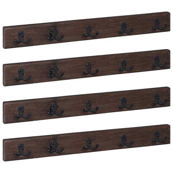 vidaXL Wieszak Brązowy 60 x 7 x 8 cm Lite Drewno Recyklingowe