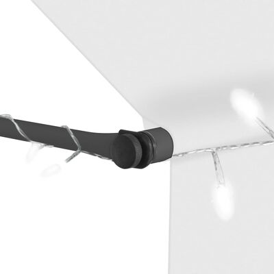 vidaXL Ręcznie zwijana markiza z LED, 400 cm, kremowa