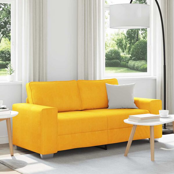 vidaXL Sofa dwuosobowa, jasnoż&oacute;łta, 180x77x82 cm, tkanina sztruksowa