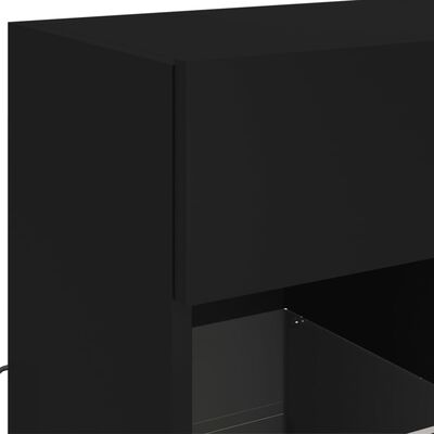 vidaXL Ścienna szafka TV z LED, czarna, 58,5x30x60,5 cm