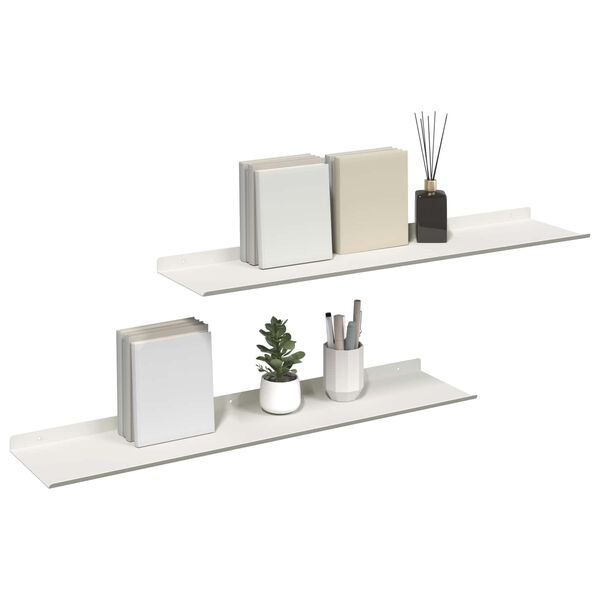 vidaXL P&oacute;łka wisząca 2 pcs Biały 80 x 18 x 2,5 cm Stal