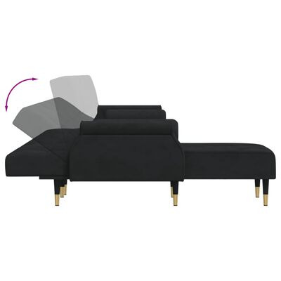 vidaXL Sofa rozkładana L, czarna, 271x140x70 cm, aksamit