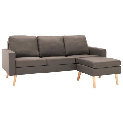 vidaXL 3-osobowa sofa z podnóżkiem, kolor taupe, tapicerowana tkaniną