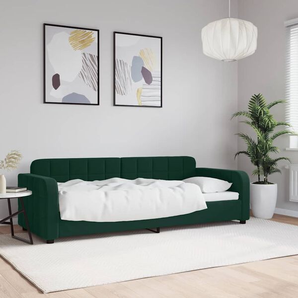 vidaXL Sofa z funkcją spania, ciemnozielona, 80x200 cm, aksamitna