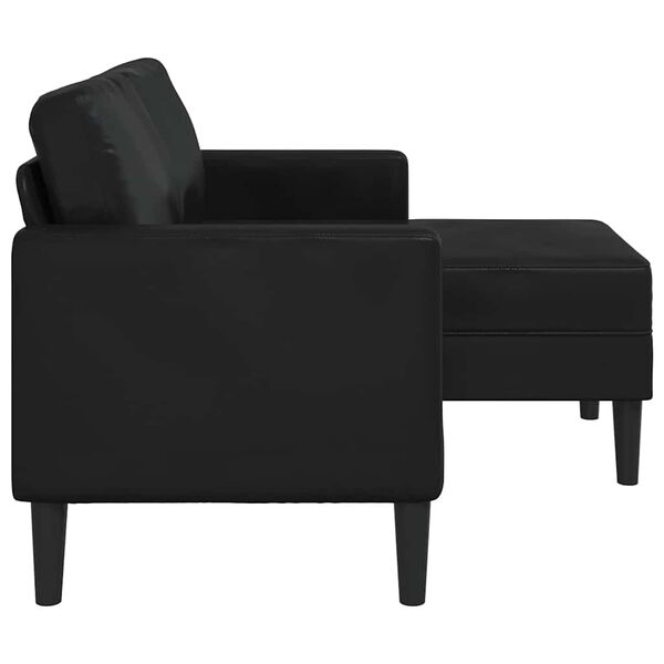 vidaXL Sofa 2-osobowa z szezlongiem w kształcie litery L, czarna, 125 cm, sk&oacute;ra ekologiczna
