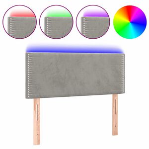 vidaXL Zagł&oacute;wek do ł&oacute;żka z LED, jasnoszary, 80x5x78/88 cm, aksamit