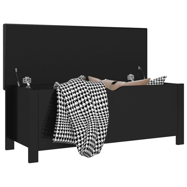 vidaXL Skrzynia z poduszką, czarna z połyskiem, 105x40x45 cm