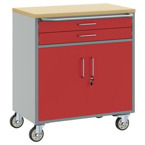 vidaXL W&oacute;zek roboczy na k&oacute;łkach Czerwony i Szary 75 x 45 x 85 cm