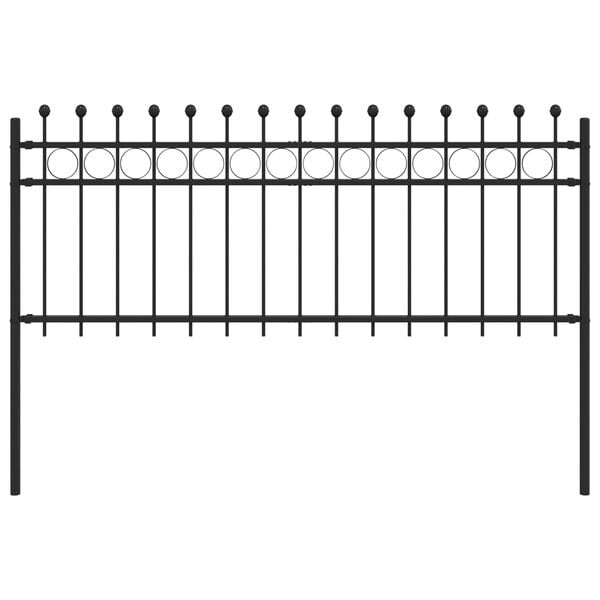 vidaXL Ogrodzenie Ring Czarny 200 x 130 cm Stal malowana proszkowo