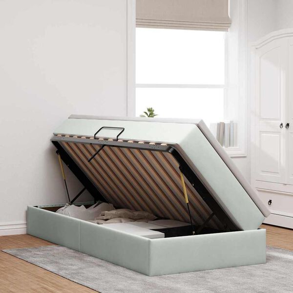 vidaXL Ł&oacute;żko z miejscem na przechowywanie i materacem Jasnoszary