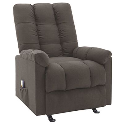 vidaXL Rozkładany fotel masujący, taupe, obity tkaniną