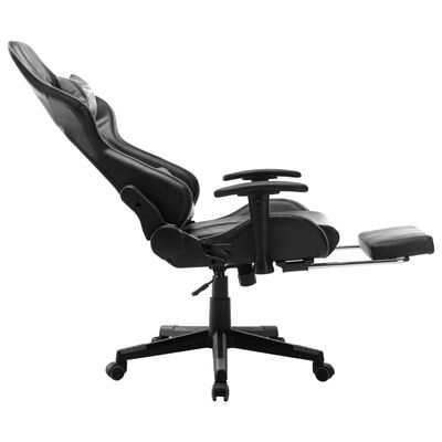 vidaXL Fotel dla gracza z podnóżkiem, czarno-szary, sztuczna skóra