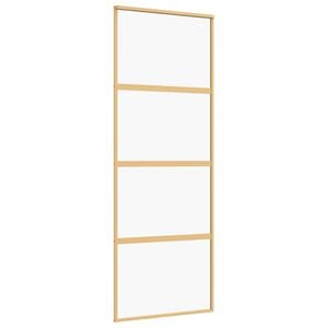 vidaXL Drzwi przesuwne, złote, 76x205 cm, przezroczyste szkło ESG