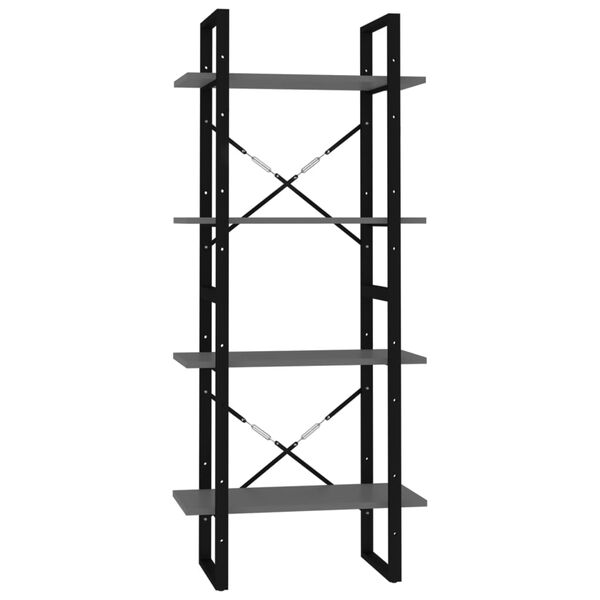 vidaXL 4-poziomowy regał na książki, szary, 60x30x140 cm