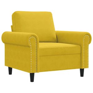 vidaXL Fotel, ż&oacute;łty, 60 cm, obity aksamitem
