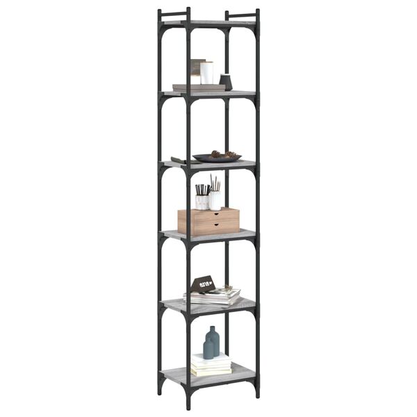vidaXL 6-poziomowy regał na książki, szary dąb sonoma, 40x30x188 cm
